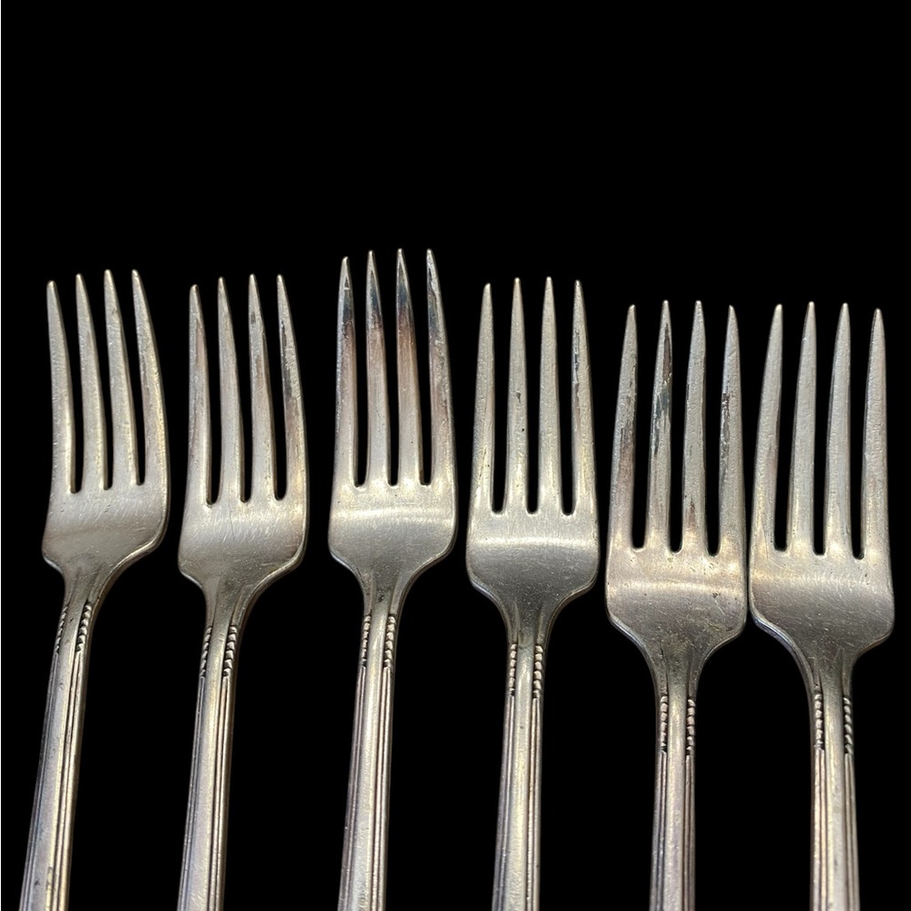 VTG Oneida Tudor Plate 1939 Fortune Silverplate Flatware Set - Floral Art Deco - Picture 5 of 15
